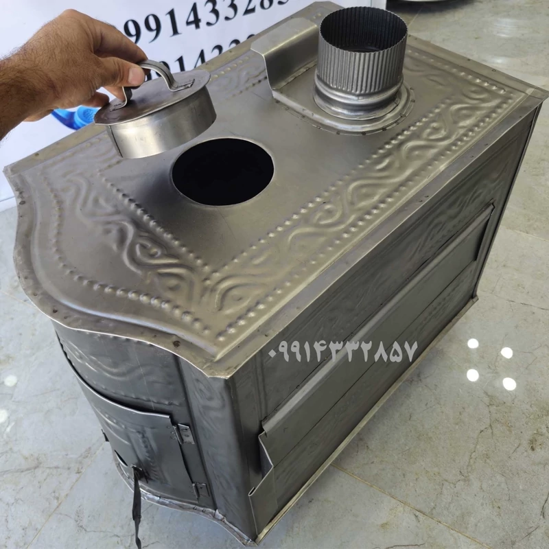 بخاری هیزمی سهکاره بزرگ کبابپزدار