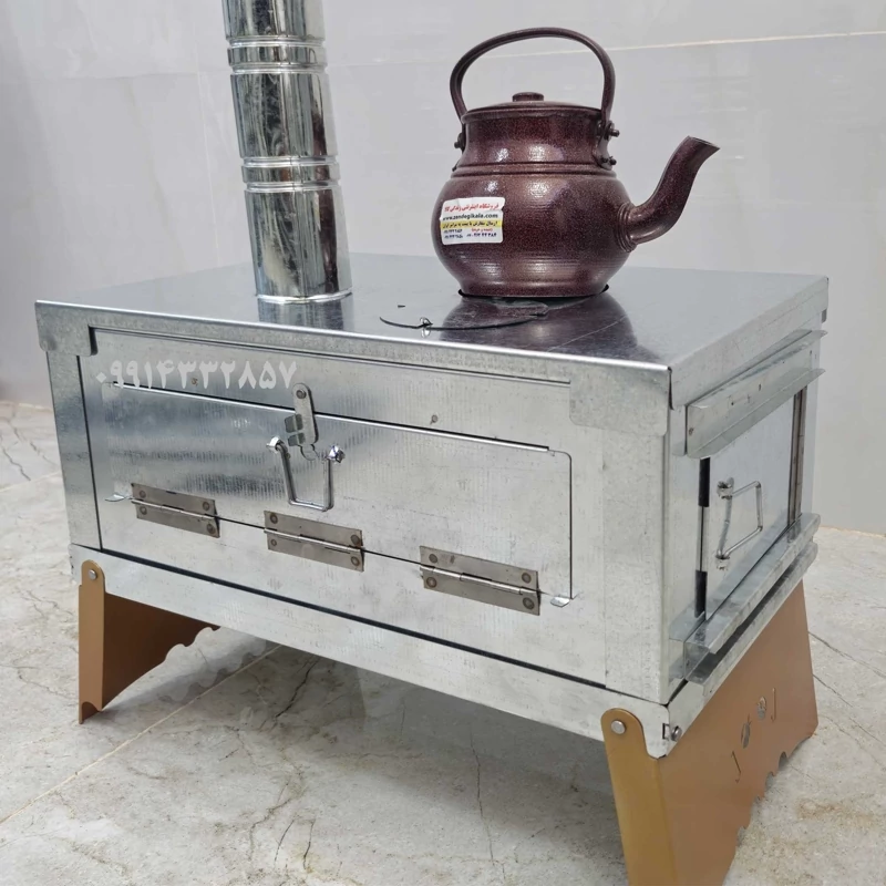 بخاری و اجاق هیزمی سه کاره تاشو سایز بزرگ(ضد زنگ)