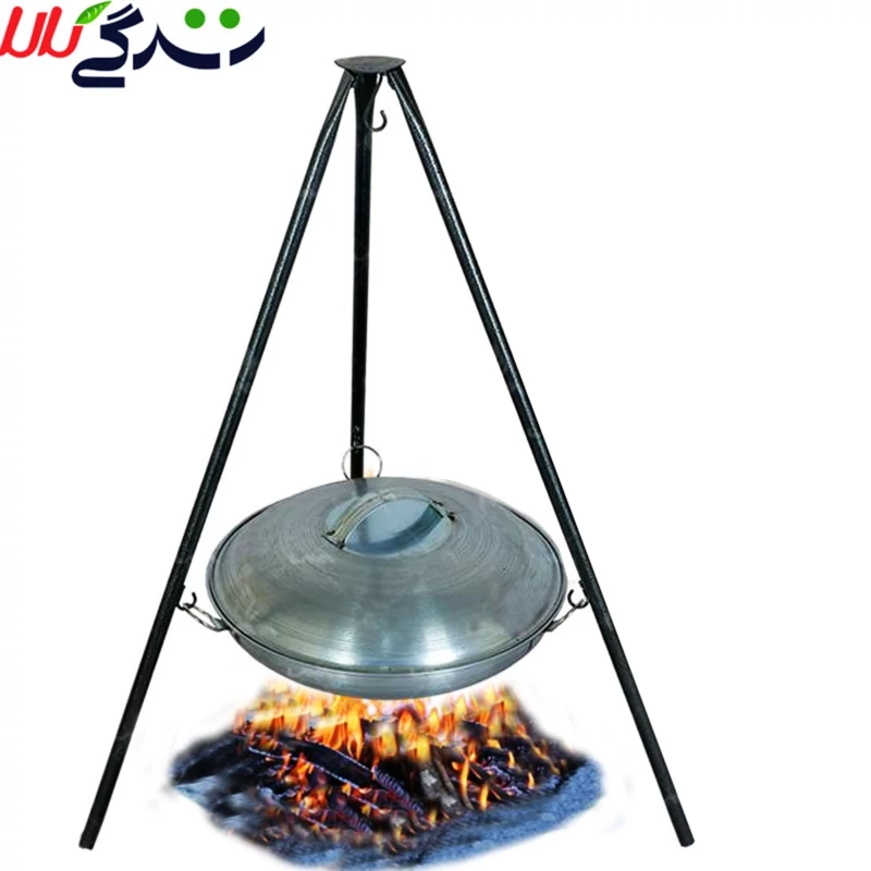 سه پایه میلگردی با ساج تابه آتیشی سفری