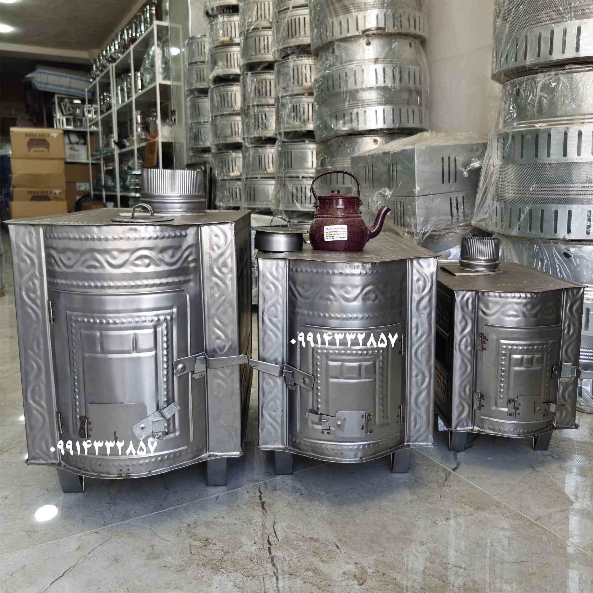بخاری هیزمی سهکاره بزرگ کبابپزدار