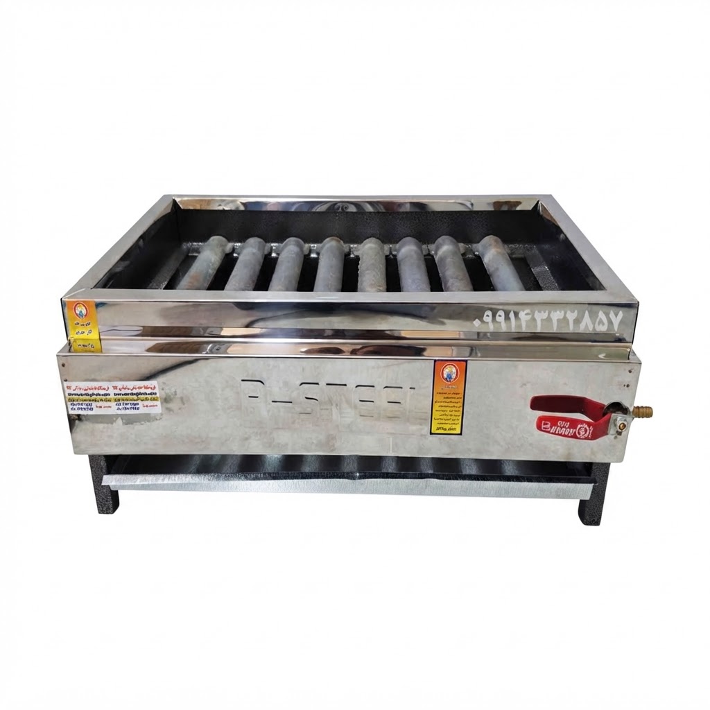 کباب‌پز گازی ۸ شعله استیل بزرگ